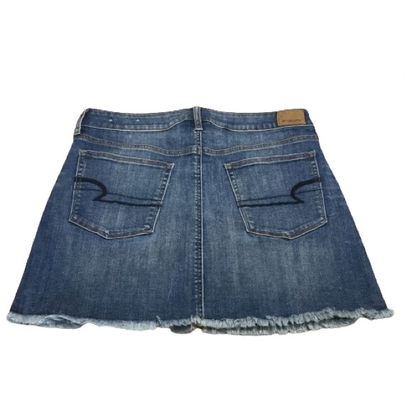 American Eagle Outfitters Denim Skirt Super Stretch X Frayed Hem Size 12 - Picture 2 of 6